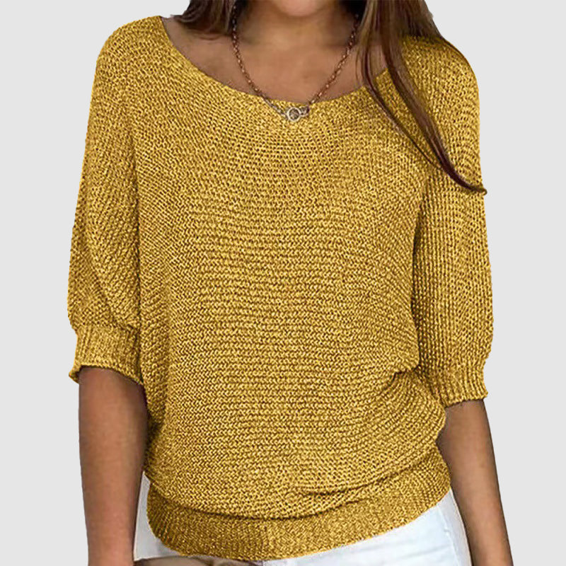 Amelie Fleur Loose Mid-Sleeve Sweater