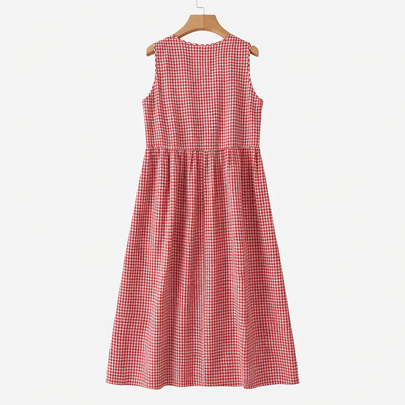 Amelie Fleur Sleeveless Check Midi Dress