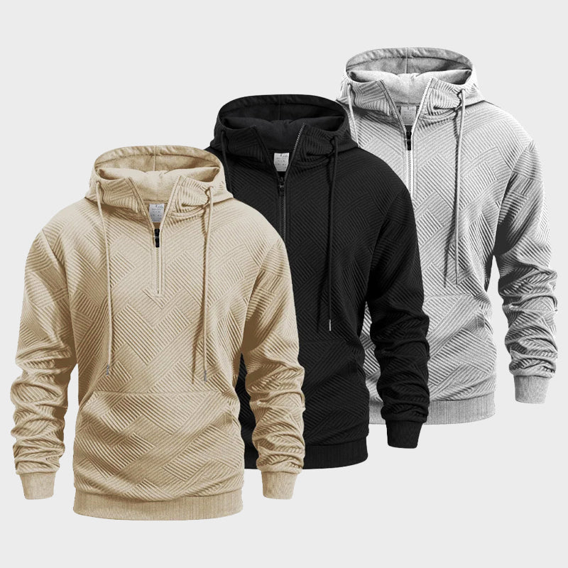 Axis QuarterZip Textured Pattern Hoodie