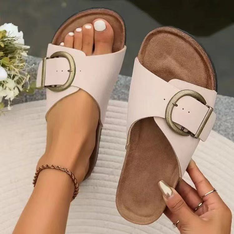 Camille Martin Buckle Strap Slide Sandals