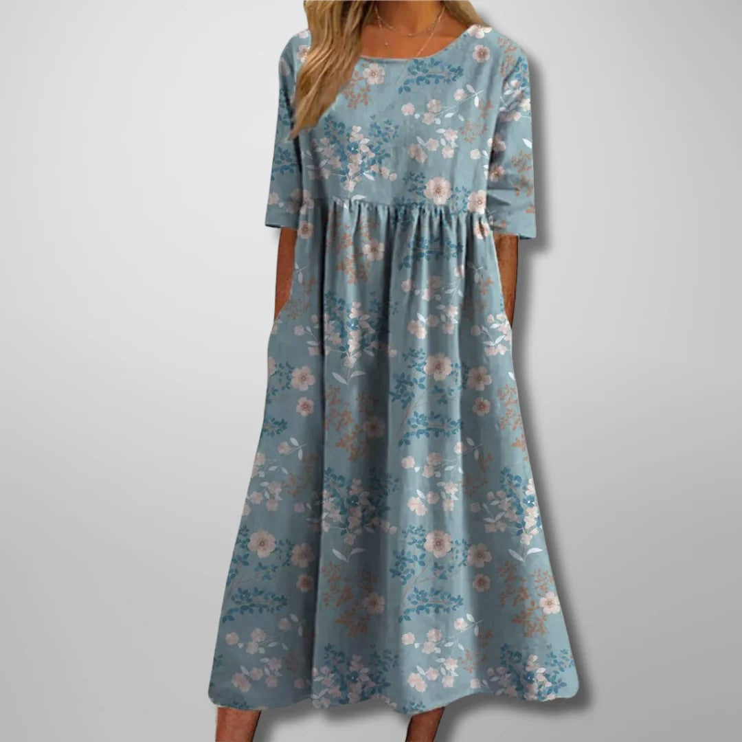 Camille Martin Floral Dress with Round Neck