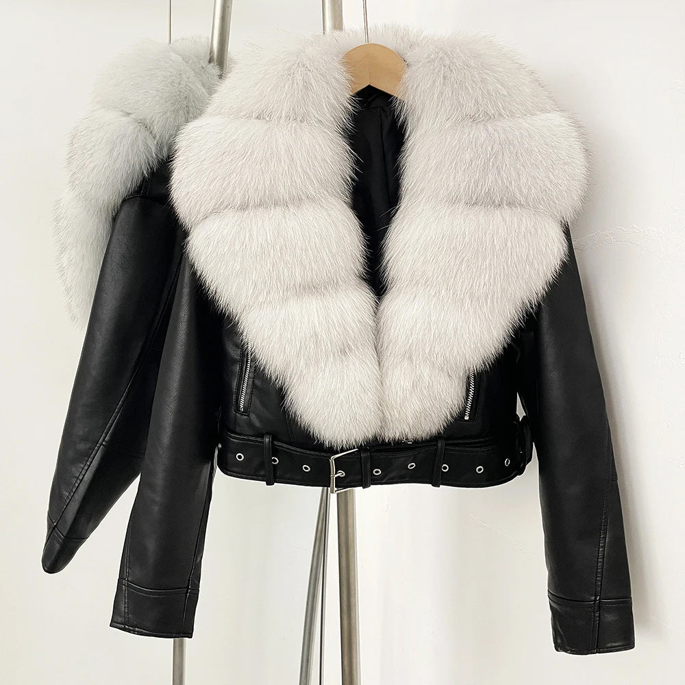 Corenne Fur Collared Aviator Jacket