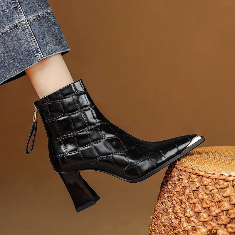 Evelora Croc Genuine Leather Boots