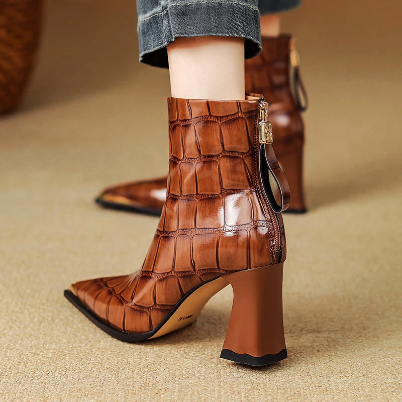 Evelora Croc Genuine Leather Boots