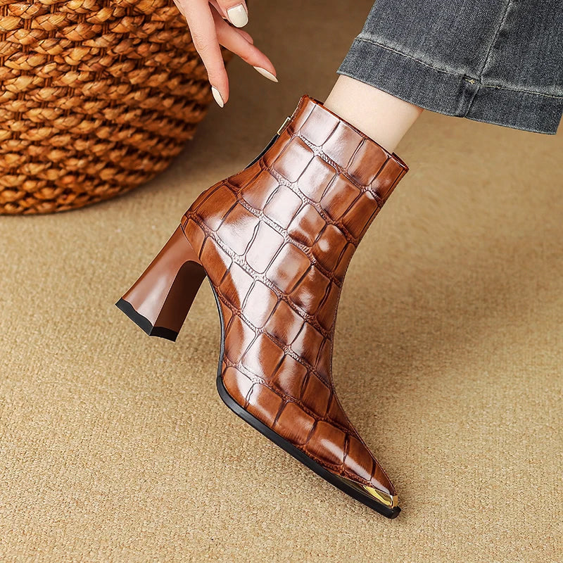 Evelora Croc Genuine Leather Boots