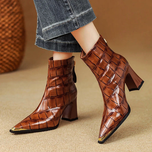 Evelora Croc Genuine Leather Boots