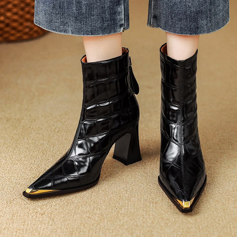 Evelora Croc Genuine Leather Boots