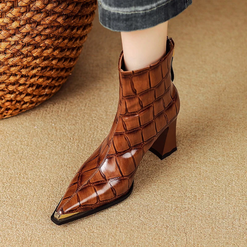 Evelora Croc Genuine Leather Boots