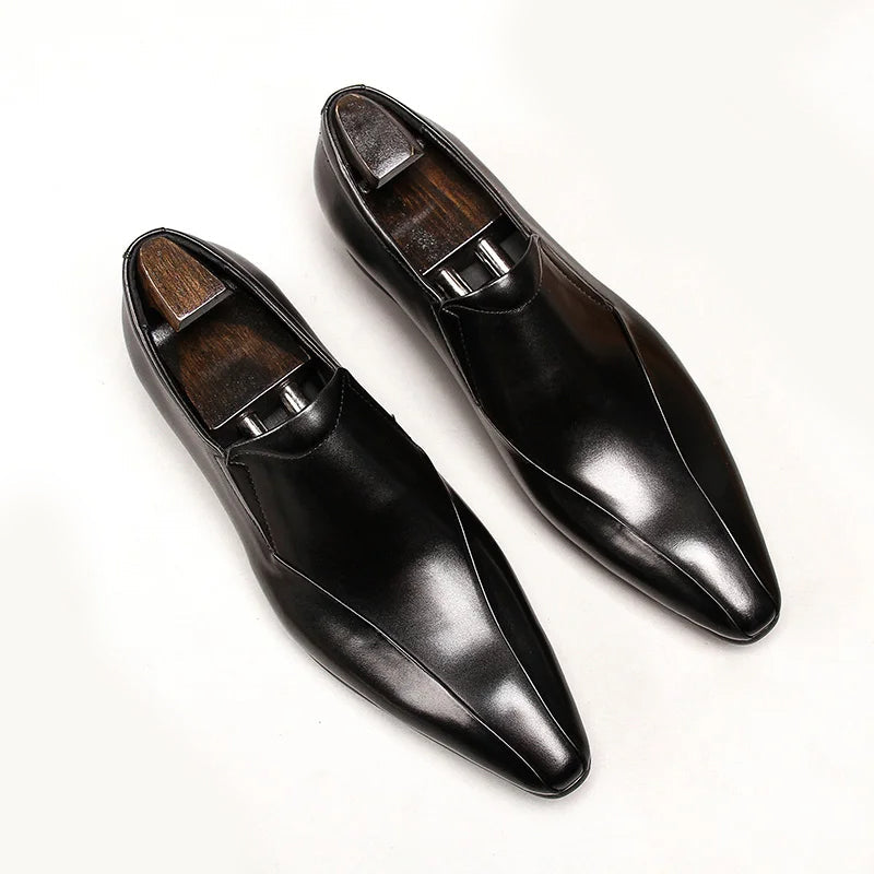Franco Bianchi Genuine Leather Pointed Dress Shoes