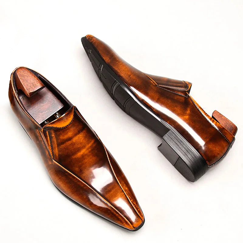 Franco Bianchi Genuine Leather Pointed Dress Shoes