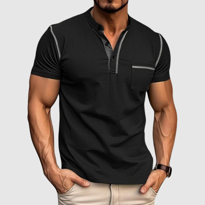 James Scott Contrast Henley Shirt