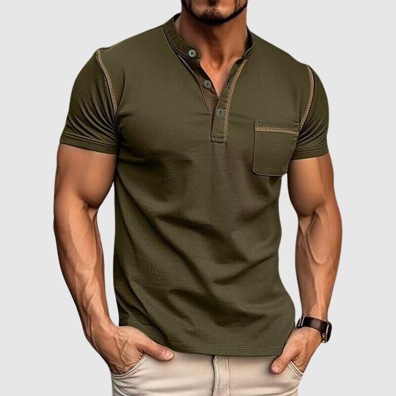 James Scott Contrast Henley Shirt