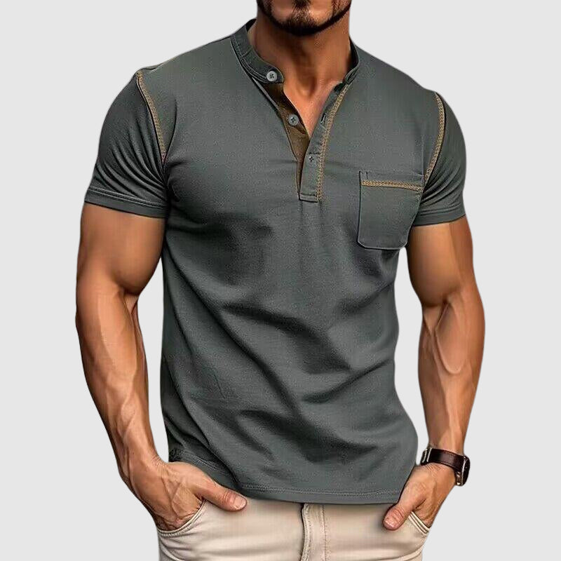 James Scott Contrast Henley Shirt