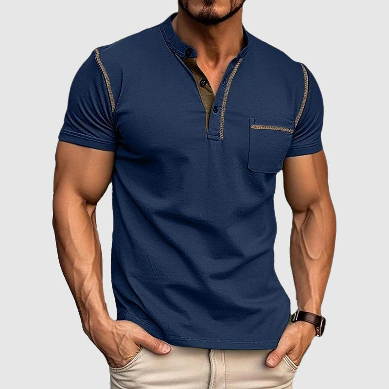 James Scott Contrast Henley Shirt