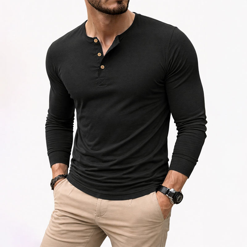 James - Long Sleeve Henley Shirt