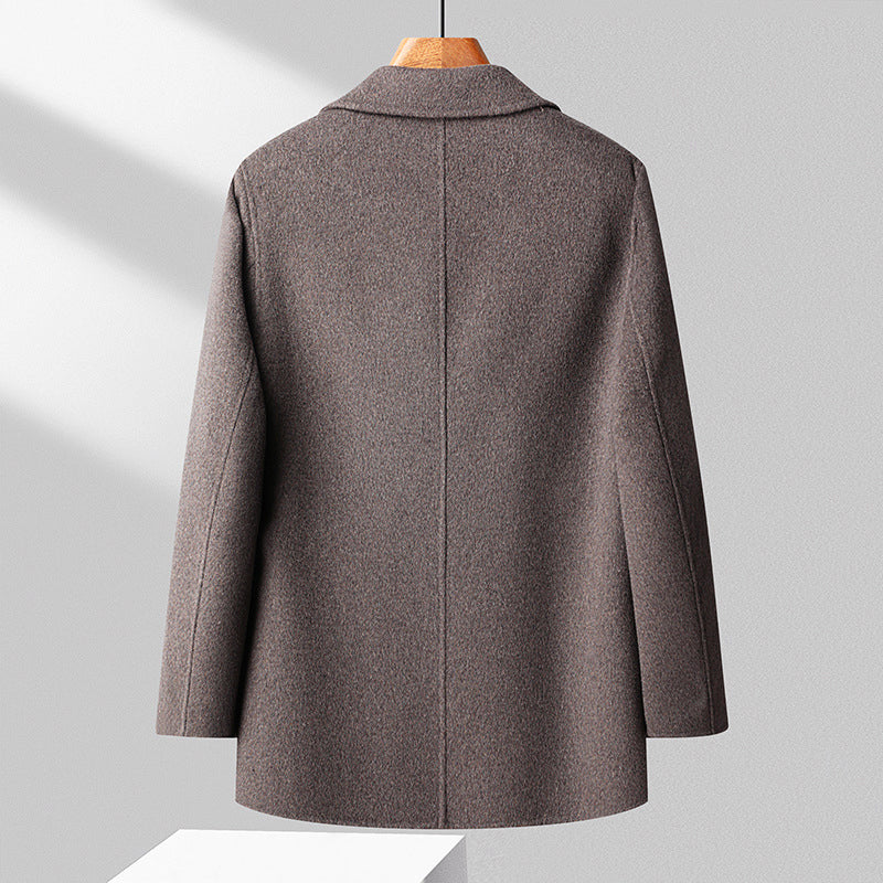 Men’s Transitional Wool Blend Coat with Double-Breasted Design