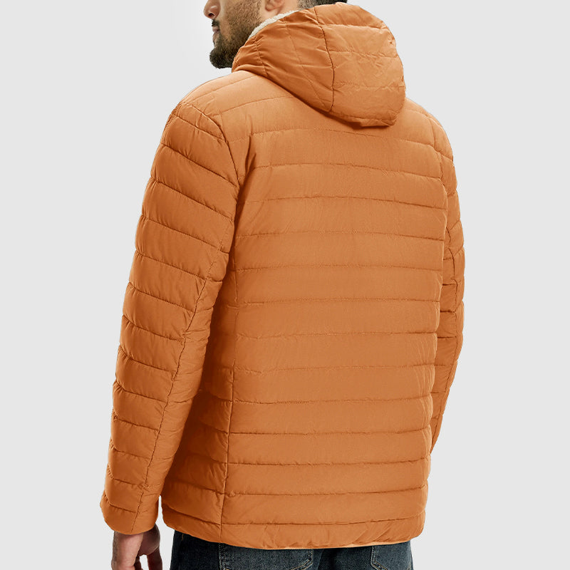 Men’s Water-Resistant Puffer Jacket with Sherpa Lining