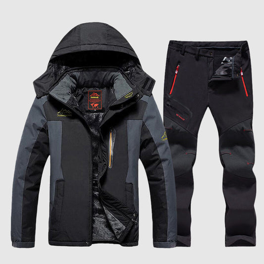 Men’s Waterproof Ski Jacket and Pants Set with Fleece Lining