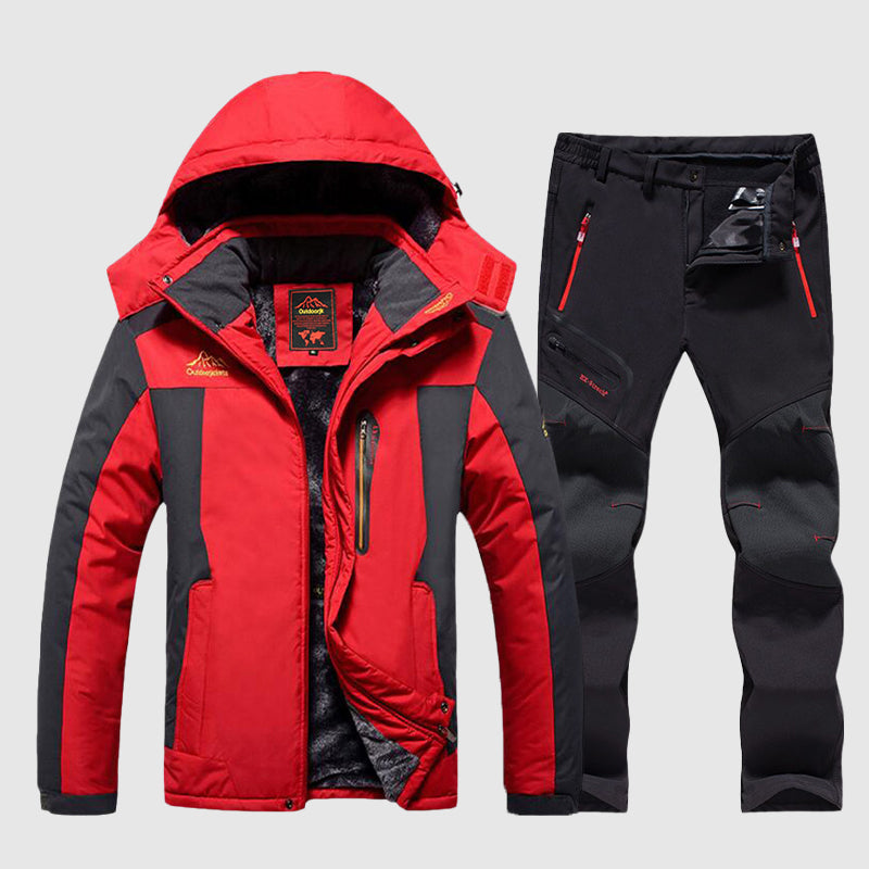 Men’s Waterproof Ski Jacket and Pants Set with Fleece Lining
