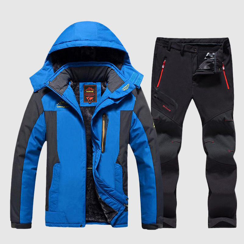 Men’s Waterproof Ski Jacket and Pants Set with Fleece Lining