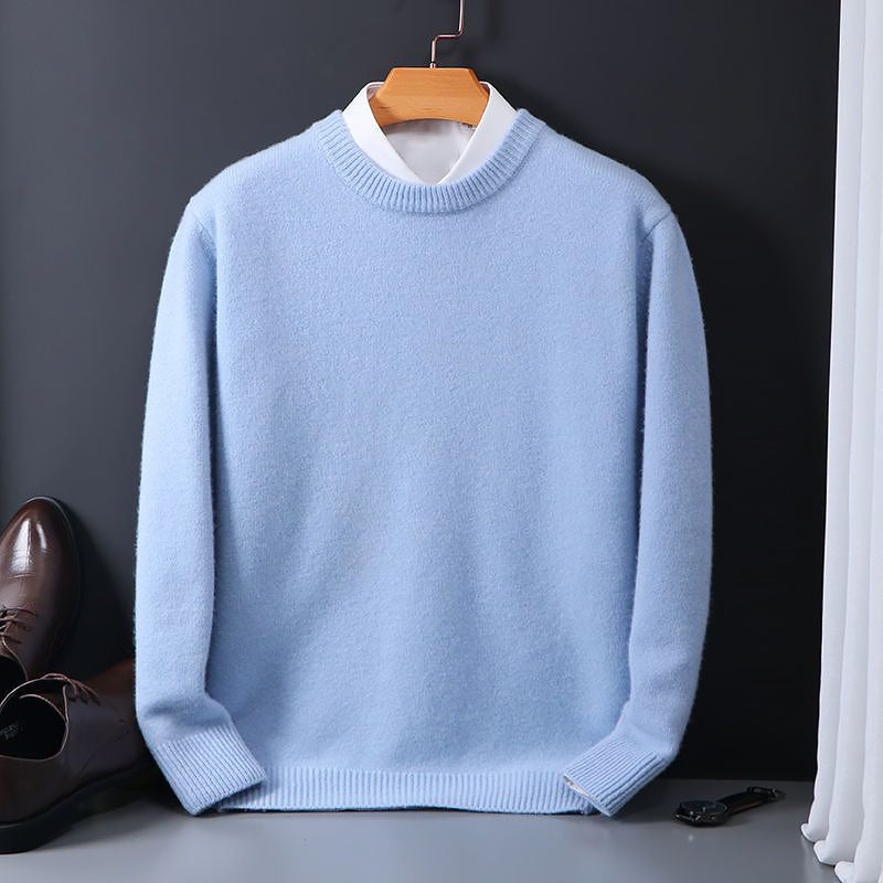 Men’s Wool-Blend Crewneck Sweater with Classic Ribbed Trim