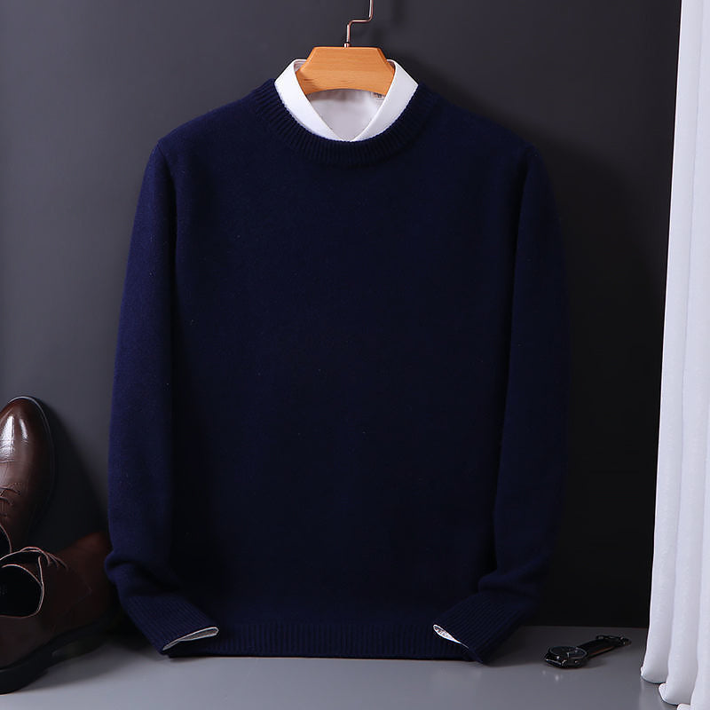 Men’s Wool-Blend Crewneck Sweater with Classic Ribbed Trim