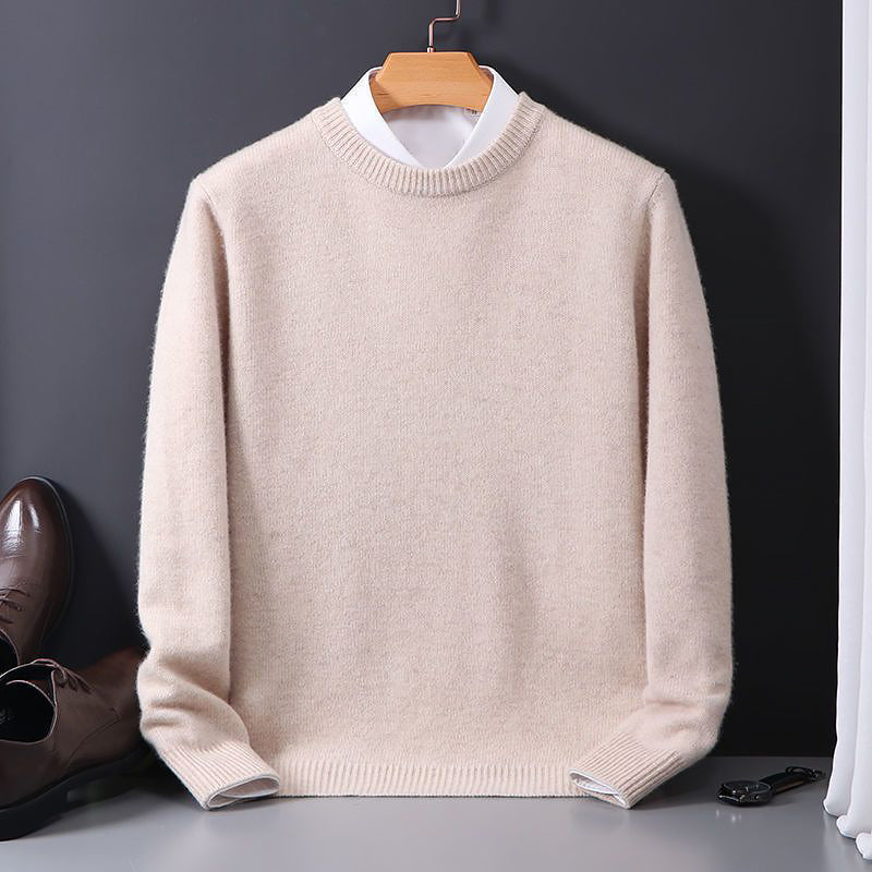 Men’s Wool-Blend Crewneck Sweater with Classic Ribbed Trim