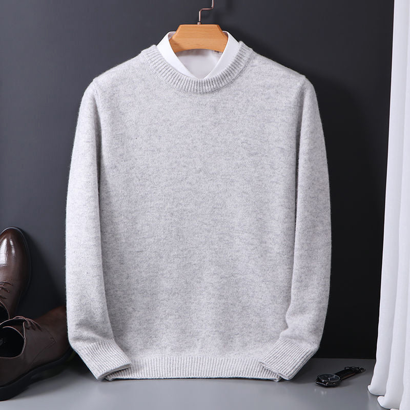 Men’s Wool-Blend Crewneck Sweater with Classic Ribbed Trim
