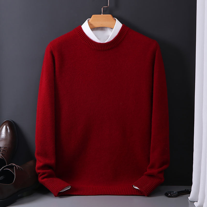 Men’s Wool-Blend Crewneck Sweater with Classic Ribbed Trim