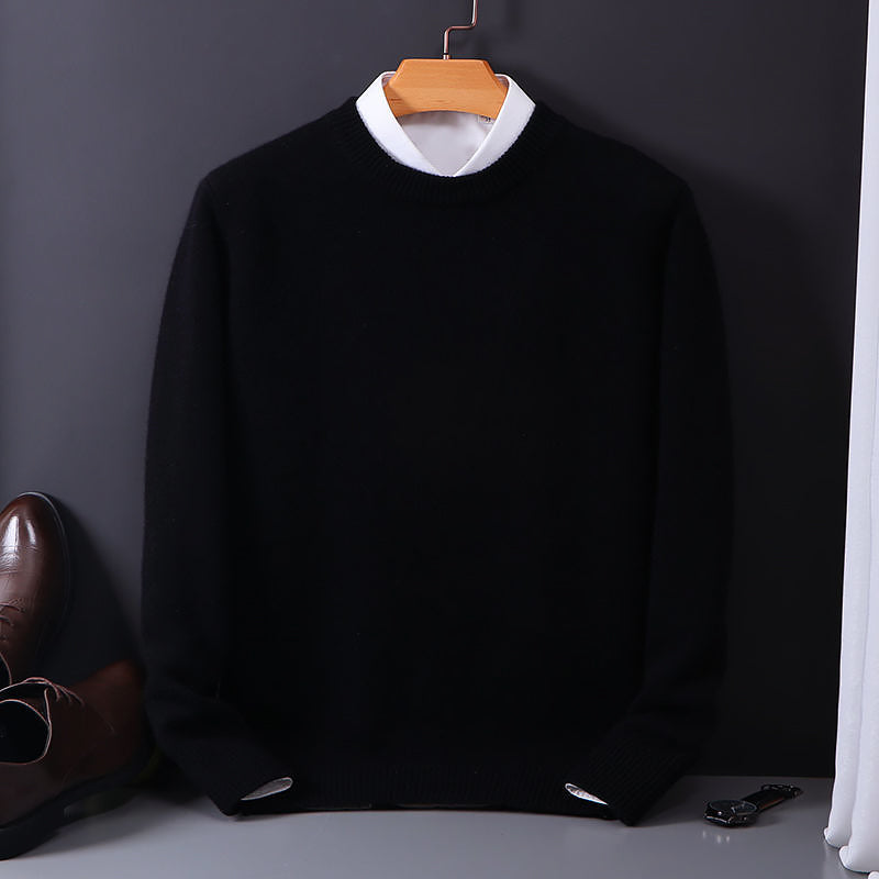 Men’s Wool-Blend Crewneck Sweater with Classic Ribbed Trim