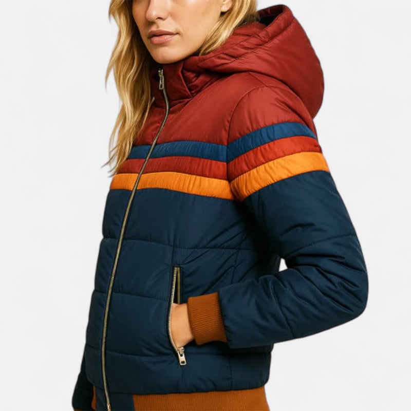Amelie Fleur Retro Colorblock Puffer Jacket