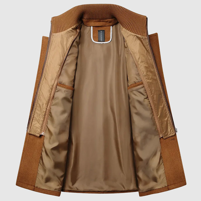 Sleek Mid-Length Wool Blend Coat Men
