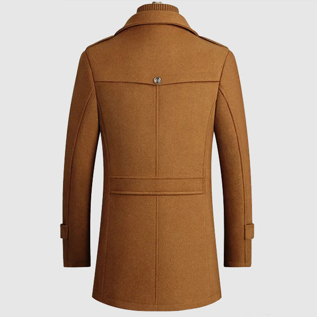 Sleek Mid-Length Wool Blend Coat Men