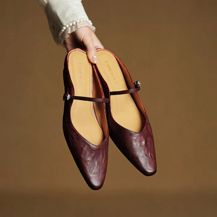 Velisse Genuine Leather Pointed Flats