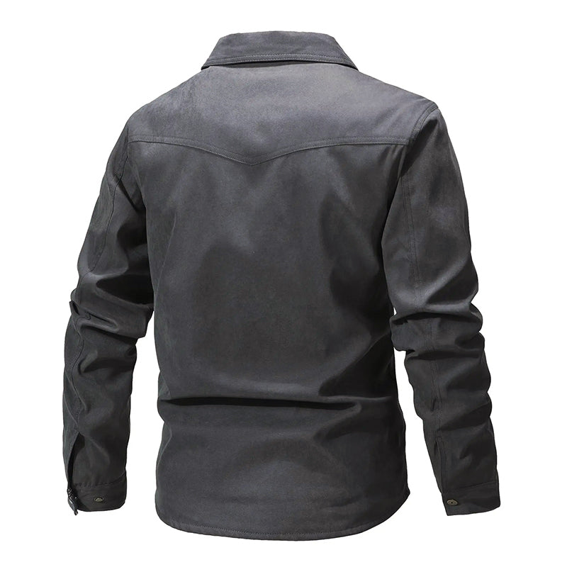 Western Style Shirt Jacket with Lumberjack Pattern Lining