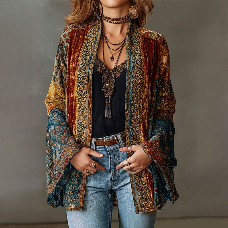 Women’s Bohemian Velvet Open Cardigan
