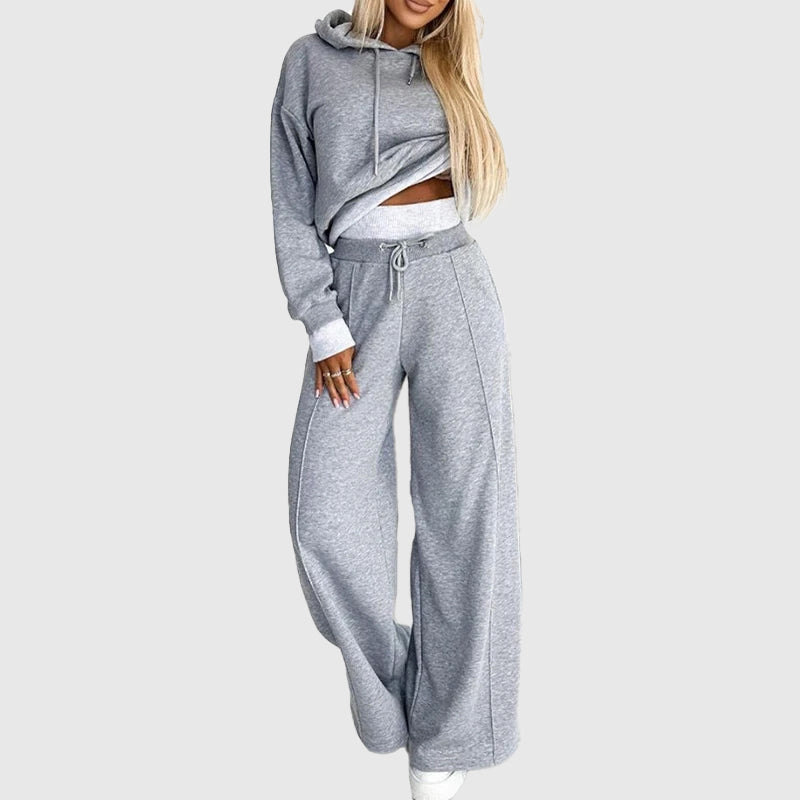 Women’s Co-ord 2 Piece Set with Hoodie and Wide Leg Pants