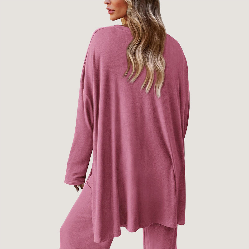 Women’s Lounge Set with Top and Wide-Leg Pants