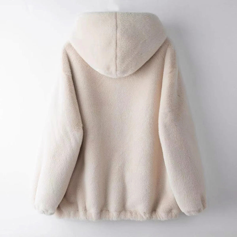 Women’s Short Faux Fur Jacket with Hood
