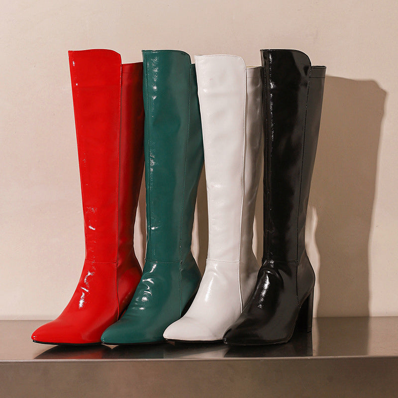 Women’s Tall Leather Boots with Block Heel