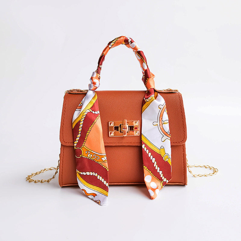 Women's Turn-Lock Small Flap Bag with Scarf Handle