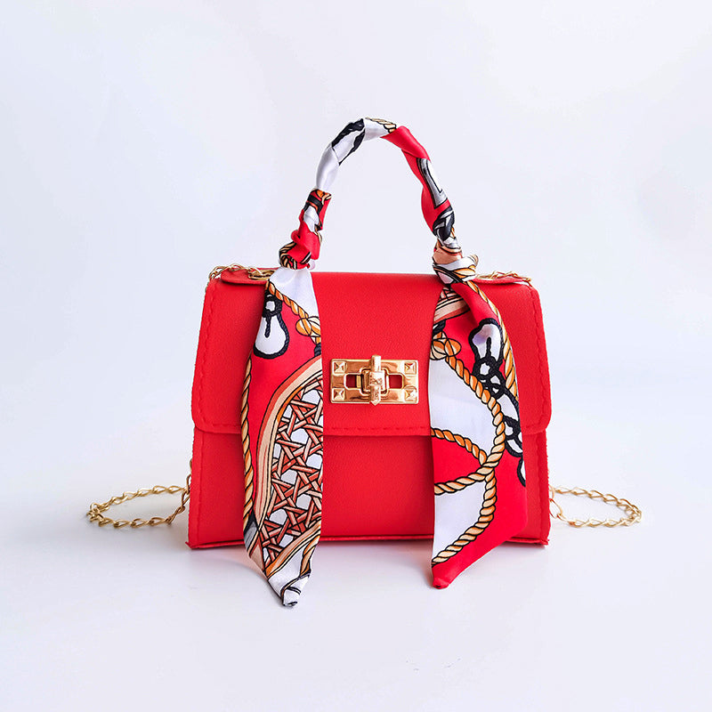 Women's Turn-Lock Small Flap Bag with Scarf Handle