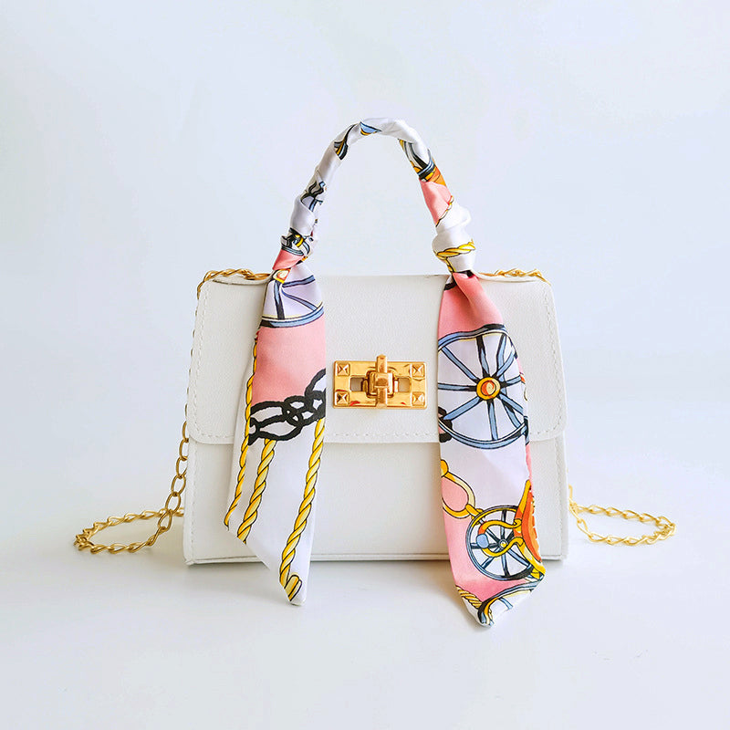Women's Turn-Lock Small Flap Bag with Scarf Handle