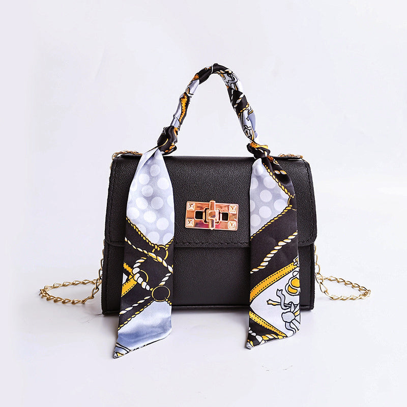 Women's Turn-Lock Small Flap Bag with Scarf Handle