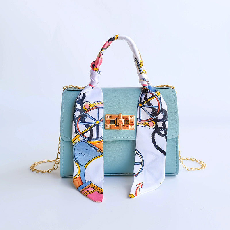Women's Turn-Lock Small Flap Bag with Scarf Handle