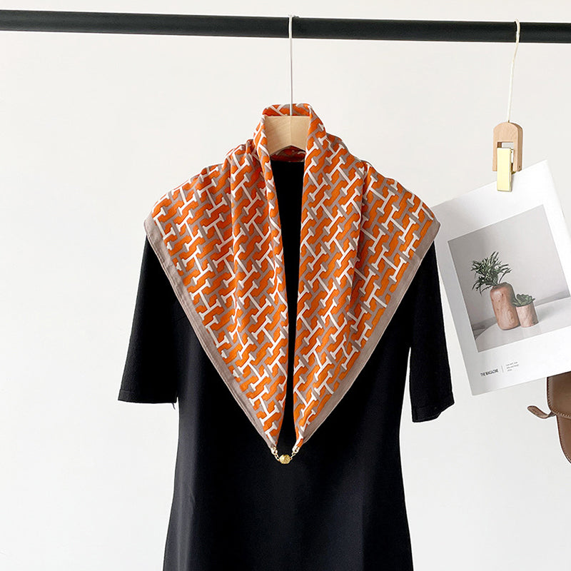 Women’s Colorful Herringbone Woven Scarf with Patterned Design