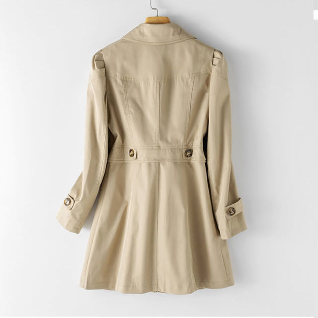 Women’s Single-Breasted Trench Coat with Lapel Collar