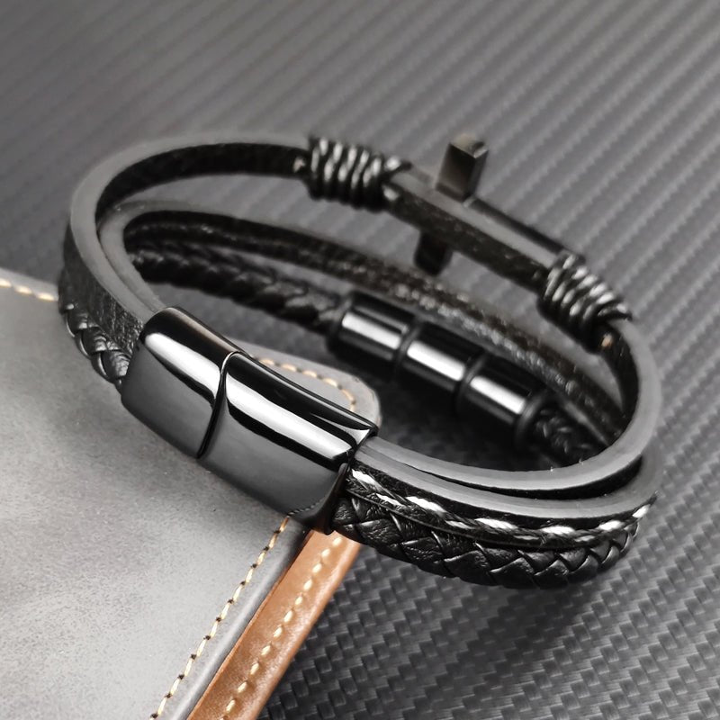 Cross Accent Gents' Bracelet - Infinityloyal