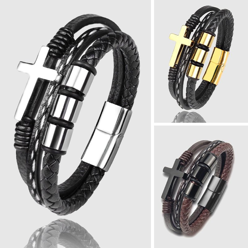 Cross Accent Gents' Bracelet - Infinityloyal