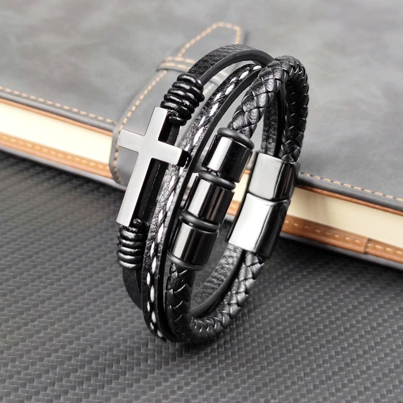 Cross Accent Gents' Bracelet - Infinityloyal